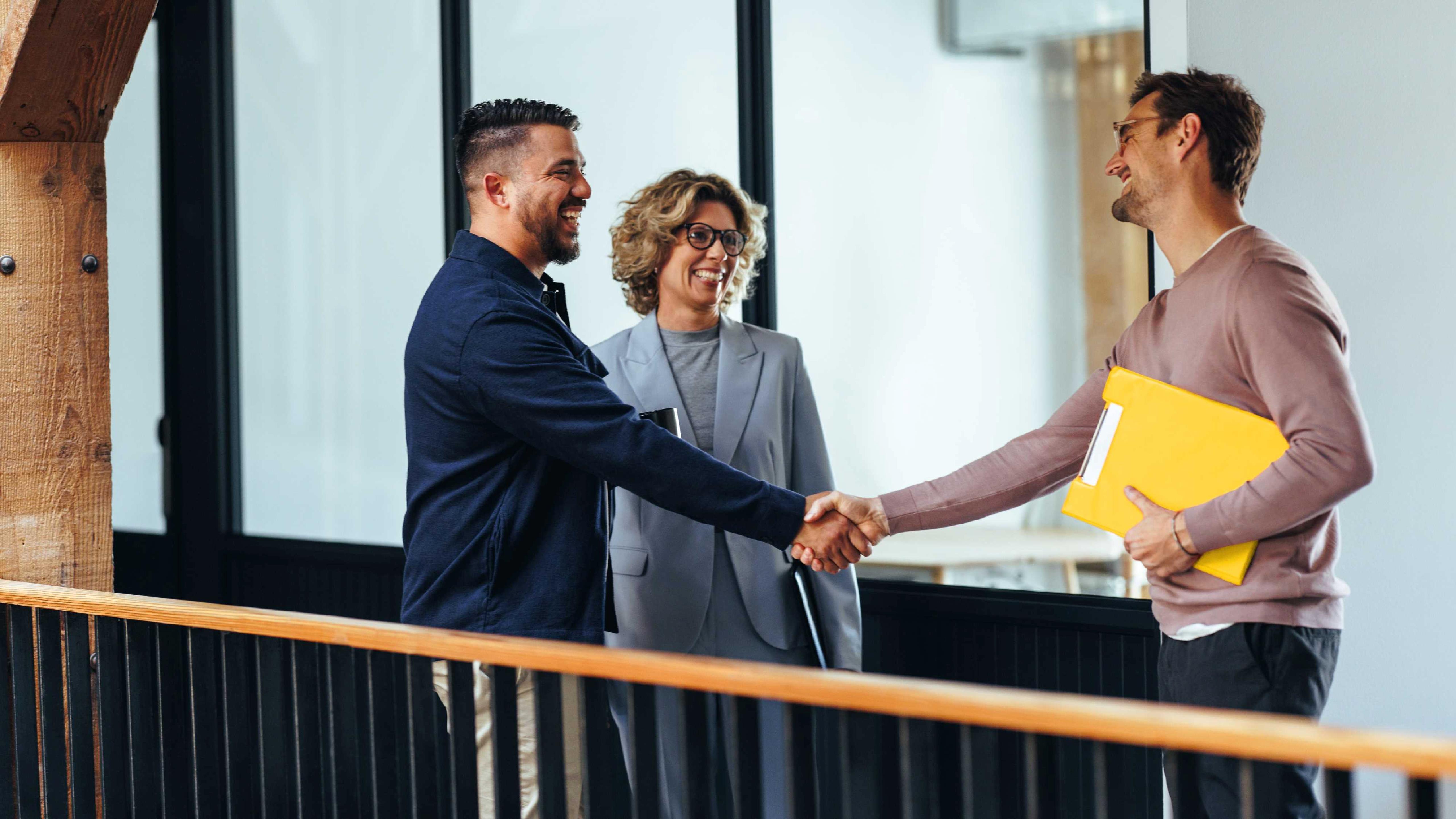 Man counseling woman